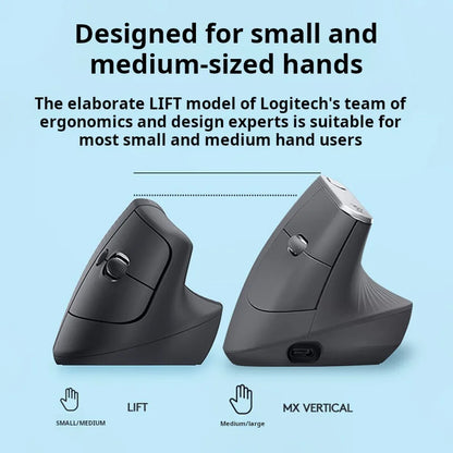 Logitech Lift Ergonomic Bluetooth Wireless Mouse, Vertical Ergonomic Mouse with 4000 DPI, Multi-Device Wireless Mouse for Business, Home Office & Laptop