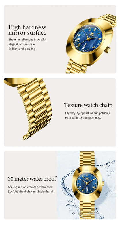 OLEVS Watch Luxury Woman Elegant Quartz Watch Scale Waterproof Luminous Automatic Week Date Ladies Watch Fashion Dress 7008