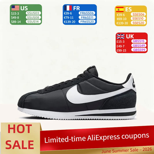 Nike Cortez Comfortable,Sporty, Soft,Snug-Fitting, Cushioned, Non-Slip Low-Top Casual Shoes for Men – Black and White HF0263-001