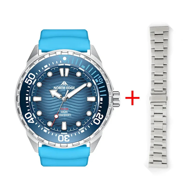 hot NORTH EDGE 2025 New TRITON Solar Powered Dive Watch Men Luxury Quartz Watches For Men 316L Stainless Steel Case Waterproof 3