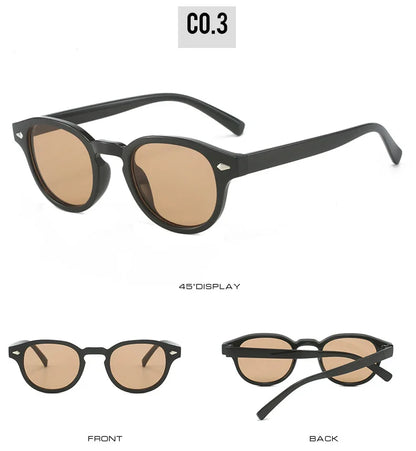 Simple Vintage Round Sunglasses Women Men 2025 Luxury Brand Design Retro Rivet Yellow Blue Lens Square Sun Glasses Female UV400