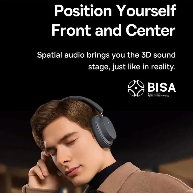 Auscultadores Over-Ear Sem Fios Bluetooth 5.3 Baseus – Driver HiFi de 40mm, Headset Dobrável com 70H de Autonomia e Áudio Espacial