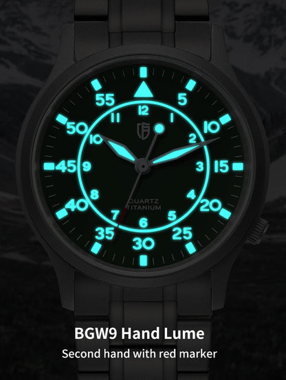 BERNY Titanium Watch For Men AR Coating Sapphire Fashion Wristwatch Luminous VH31 Ultra-thin Quartz Watch Waterproof 5ATM Watch