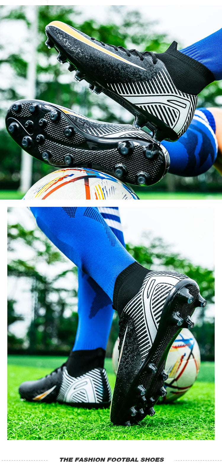 High Top Football Boots Men's Large Size 47 Training Sports AG Long Nail TF Broken Nail Ball Shoes Net Lining Rubber Outsole