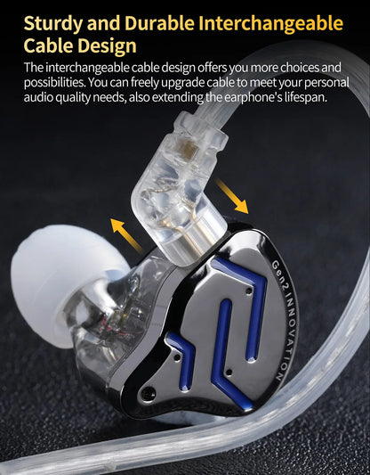 KZ ZSN Pro 2 Hybrid In-Ear Wired Headphones – 1BA+1DD HiFi Bass Noise Cancelling Earphones with Mic