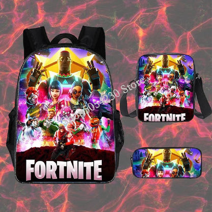Zaino Fortnited 3PCS per ragazzi, Victory Game, 16 Inch, resistente all’acqua, per scuola materna, zaino scolastico cool per scuola elementare
