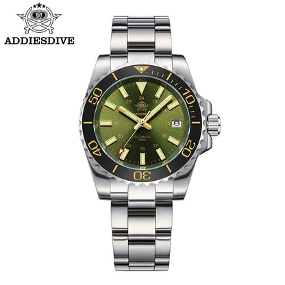 ADDIESDIVE Men's Diver's Watch 200m Sapphire Luminous Ceramic Bezel Men's Analog Mechanical Watch Stainless Steel Diving Watches