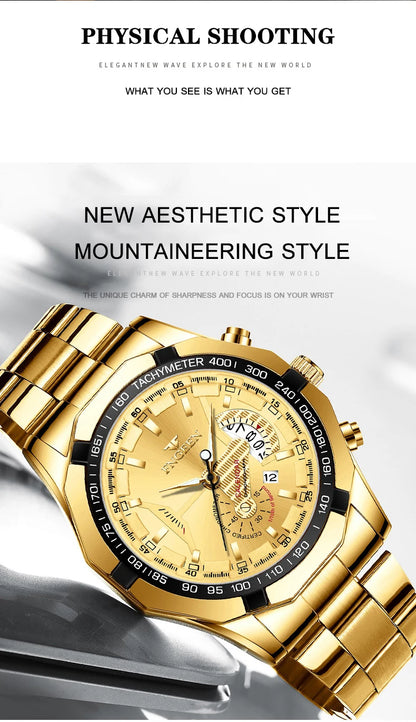 BINBOND Orginal Quartz Wristwatches For Men Luxury Luminous Waterproof Auto Date Men's Watch Stainless Steel Reloj Free Ship