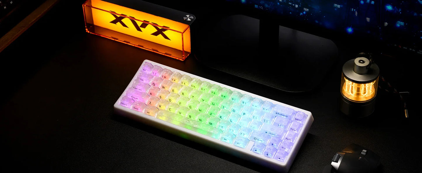 Teclado mecânico XVX M67 JadeStone com teclas IMD-Tech, hot-swappable, gasket, tri-mode, RGB personalizado, sem fios, 65%