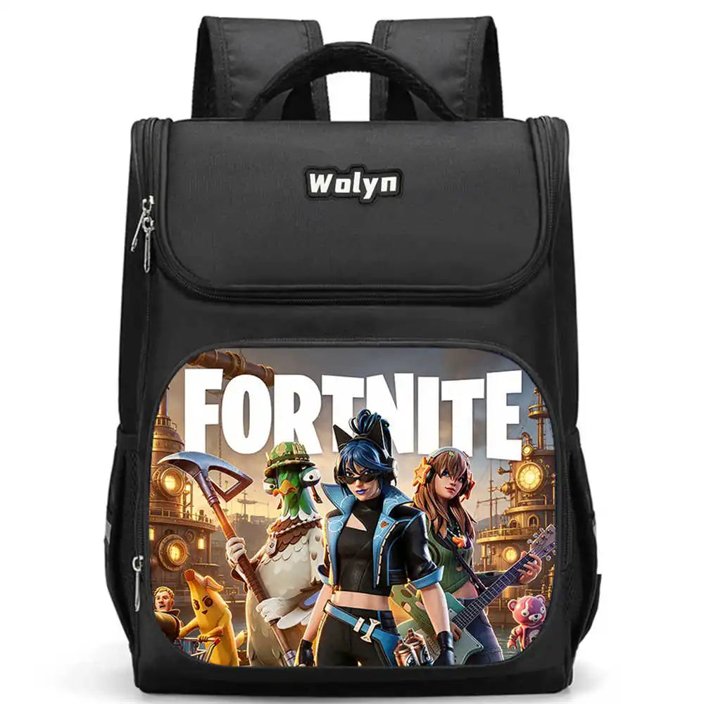 School Backpack With Multi Compartment, Large Cartoon Fortnite School Bags For Boys & Girls, Durable Child Backpack For Ages 5-10
