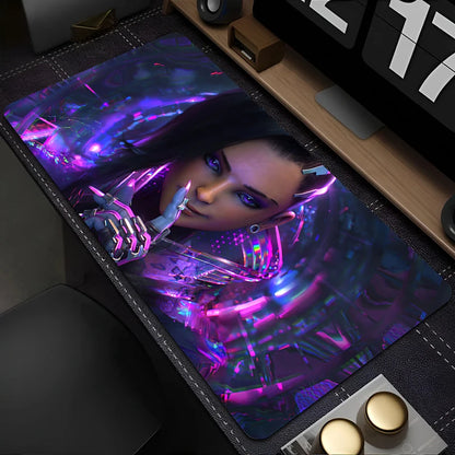 PC pelės kilimėlis Overwatch Sombra Sexy, nešiojamojo kompiuterio pelės kilimėlis, violetinis Kawaii anime merginos klaviatūros kilimėlis, žaidimų aksesuarai, žaidėjo stalo pelės kilimėlis