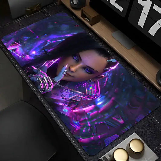 PC pelės kilimėlis Overwatch Sombra Sexy, nešiojamojo kompiuterio pelės kilimėlis, violetinis Kawaii anime merginos klaviatūros kilimėlis, žaidimų aksesuarai, žaidėjo stalo pelės kilimėlis
