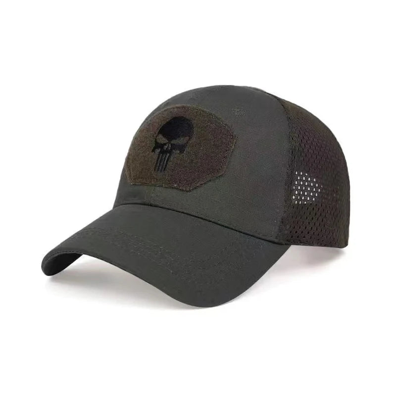 2024 New Summer Camouflage Skull Baseball Mesh Cap Adjustable Airsoft Outdoor Tactical Hiking Casquette Hats For Men Women