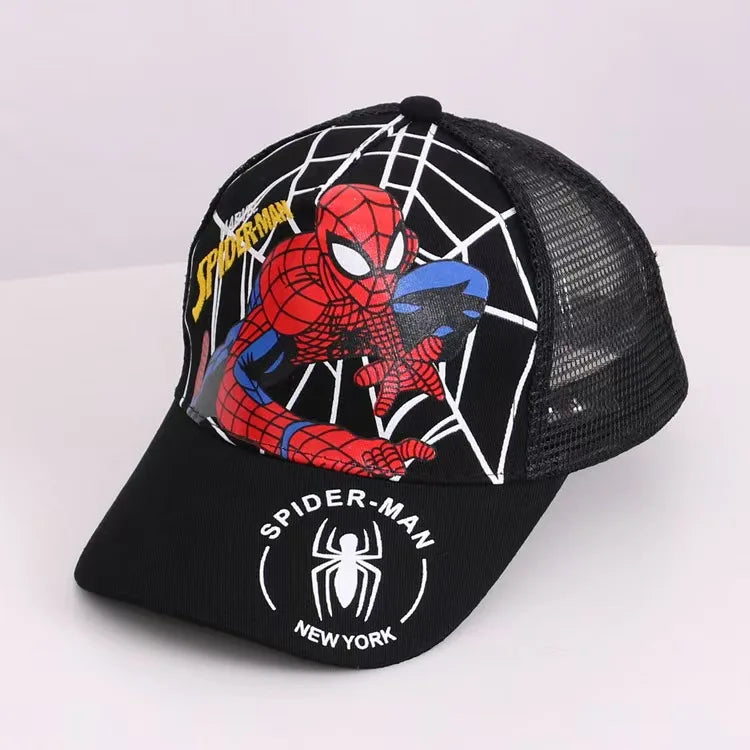 Summer children's hat, Marvel Spider-Man cartoon sun hat, net hat