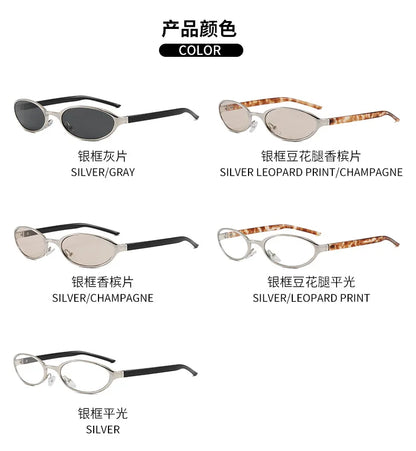 Retro Oval Design Sunglasses Women 2026 New Y2K Small Metal Frame UV400 Protection Vintage Punk Sun Glasses Fashion Eyewear
