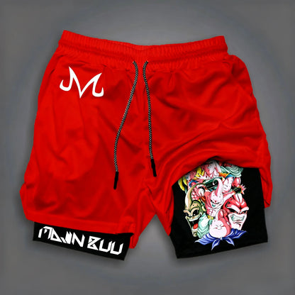 2025 Dragon Ball Majin Buu Anime Men Shorts Streetwear Summer Workout Pants Sportswear Fitness Double-layer Quick Dry Beach Pant