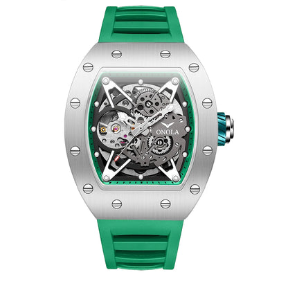 ONOLA Luxury Automatic Watch Men Fashion Hollow Silicone Waterproof Mechanical Watch Men Military Sports Watch Clock
