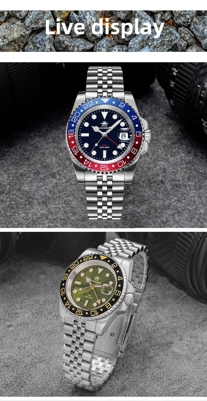 ADDIESDIVE AD2050 Men GMT Watch Swiss Ronda 515-24 BGW9 Super Luminous 20Bar Waterproof reloj 316L Stainless Steel Quartz Watch