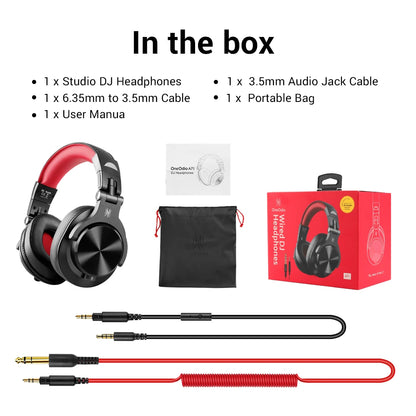 Auscultadores DJ de Estúdio Over-Ear com Fio OneOdio com Microfone – Headset de Mistura e Monitorização com Driver de 40mm para Gaming e Gravação