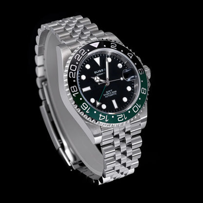 Sugess GMT Diving Watch of Men Automatic Mechanical Waterproof Wristwatches Peacock SL3032 Movement Ceramic Bezel Jubille Band