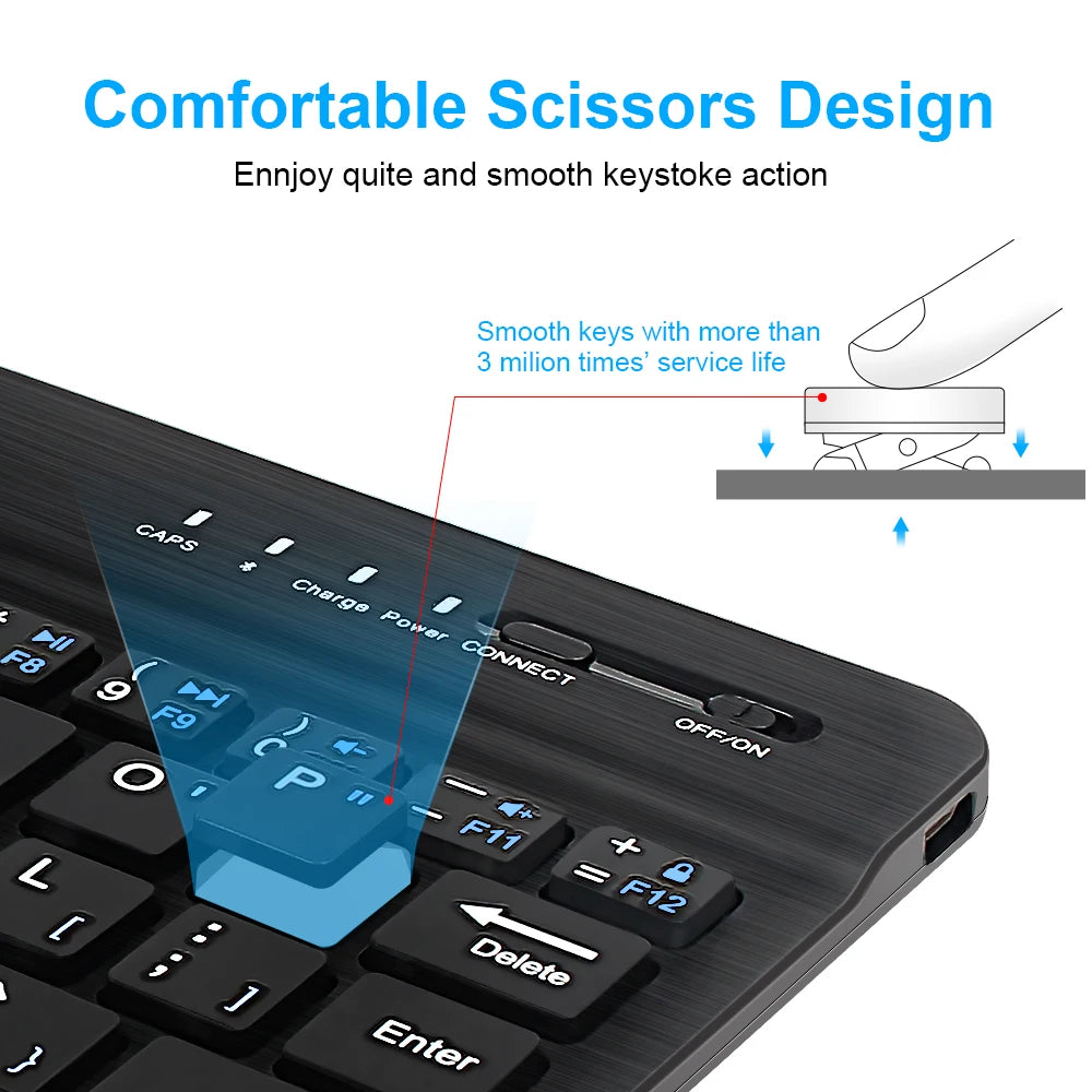 Mini teclado Bluetooth RGB sem fios de 10 polegadas com retroiluminação, touchpad e compatibilidade com iOS, Android, Windows e iPad