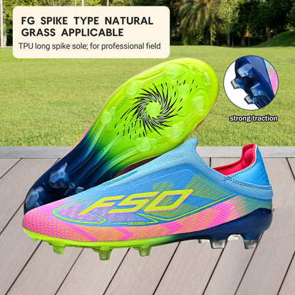 Classic AG/FG football shoes，TPU Wear-resisting Long Studs，PU Mixed Fabric Upper，Non-slip Comfortable for Kids Outdoor Football
