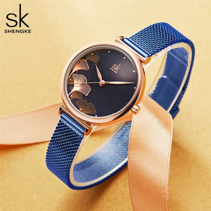 Shengke Originale Design Woman Watches Fashion Lucky Clover Fashion Women's Quartz Wristwatches Top Luxury Elengent Female Clock