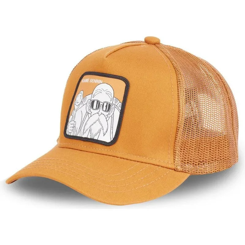 Dragon Ball Buu Goku sapka Nyári utazós csúcsos sapka Férfi hímzett hip-hop stílusú napellenzős állítható trucker hálós sapka