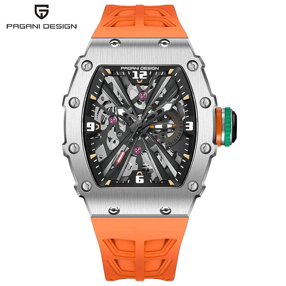 PAGANI DESIGN Newest Luxury Skeleton Watches VH65 Man Quartz Watch 42MM Rubber Strap Sapphire Glass Waterproof reloj hombre