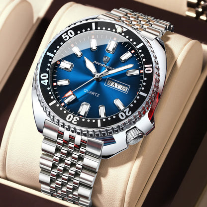 POEDAGAR Luxury Business Men Watch Date Week Waterproof Luminous Man Wristwatch Sport Stainless Steel Quartz Men's Watches Reloj
