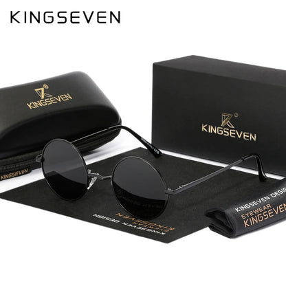 KINGSEVEN Vintage Popular Punk Sunglasses for Men Women Round Polarized Sun Glasses  Party Beach Travel Anti Glare Eyewear