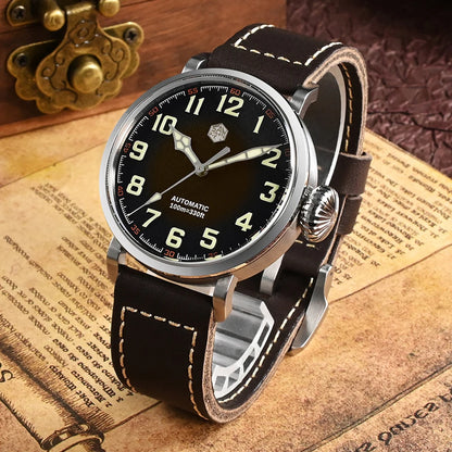 San Martin Fashion Men's Watch 40mm Pilot Automatic Mechanical YN55 PT5000 SW200 Stainless Steel Luminous Waterproof 100m