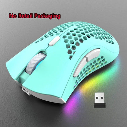 BM600 Wireless Gaming Mouse USB 2.4GHz Rechargeable RGB Wireless Mouse, Ergonomic Honeycomb Optical Mouse for PC, Laptop & Office