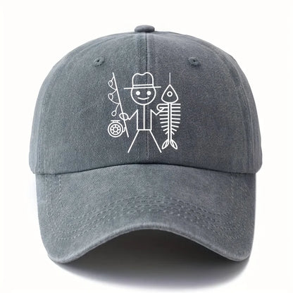 Șapcă de baseball cu imprimeu de bărbat desenat care pescuiește, șapcă cu bor curbat pentru activități în aer liber, șapcă de șofer de camion, șapcă pentru vacanță, călătorii și camping