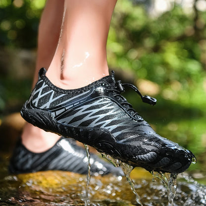 Oiaano wide toe man barefoot black shoes, woman sports sneaker unisex water booties, male aqua beach soft sole light breathable