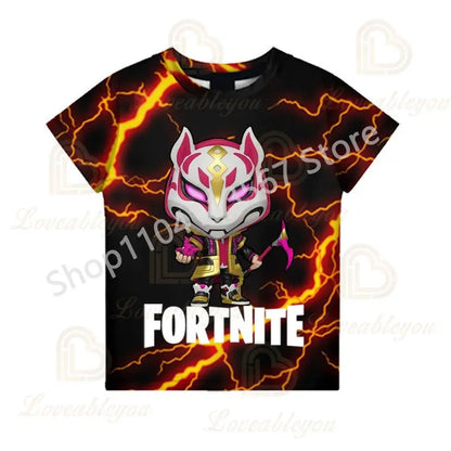 Children 100-160cm Hot Sale F-Fortnited Summer Boy T-shirt for Toddler Baby Funny Game T Shirts Fashion Girls Boys Birthday Gift