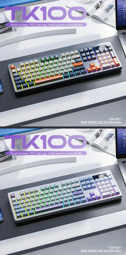 Teclado XUNFOX TK100 sem fios 2.4 Bluetooth de modo duplo para gaming, silencioso, escritório e portátil, universal