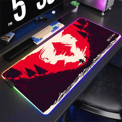 God Of War Large Kratos Atreus Mouse Pad RGB Glowing E-Sports Gamer Keyboard Rug with Extensible Phantom Color Carpet 500x1000