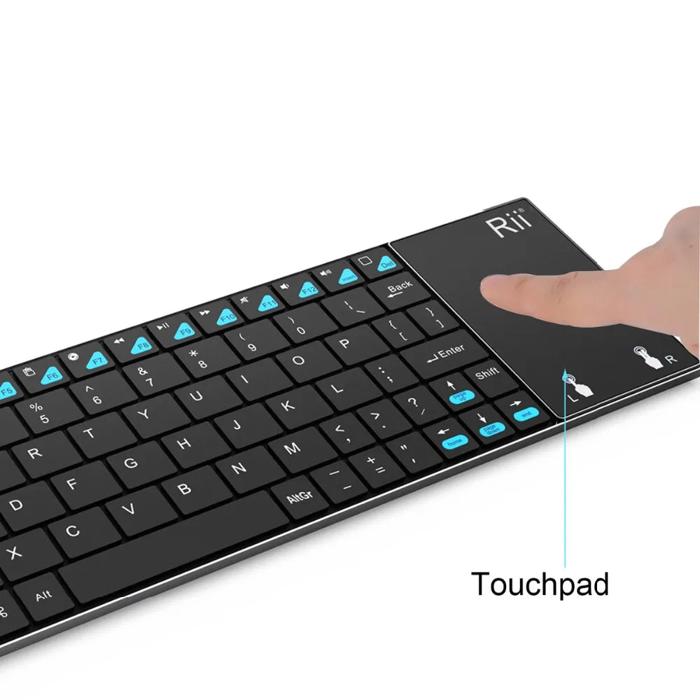 Teclado sem fios russo, espanhol, inglês e francês Rii K12+/i12+ Mini com touchpad para Android, portátil, PC e TV Box