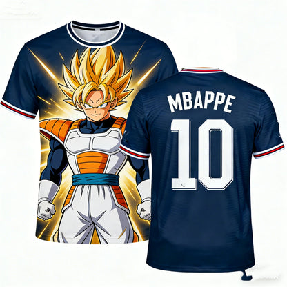 2026 Summer New Adult Men's Dragon Ball Goku 3D Printed Football Jersey T-Shirt Kids Anime T-Shirt Special Football Jersey NO.10