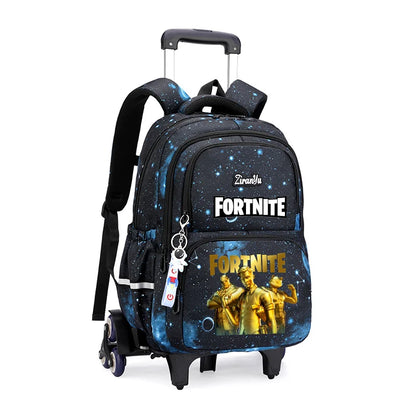 Чанта с колелца Fortnite за лесно изкачване на стълби, аниме, водоустойчива раница на колелца с голям капацитет за ученици, ежедневна пътна чанта