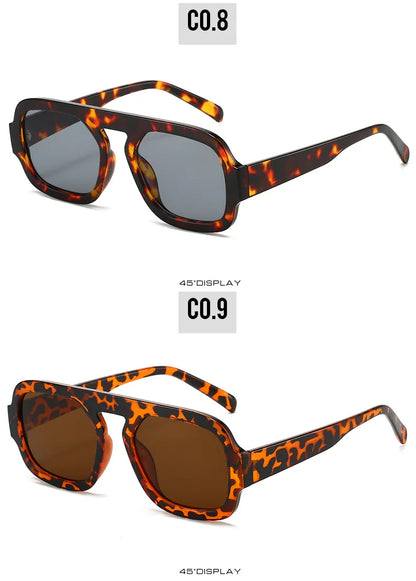 Retro Pilot Square Sunglasses Lady Fashion Simple Ins Black Tea Sun Glasses for Women Men Trending Outdoor Casual Shades UV400