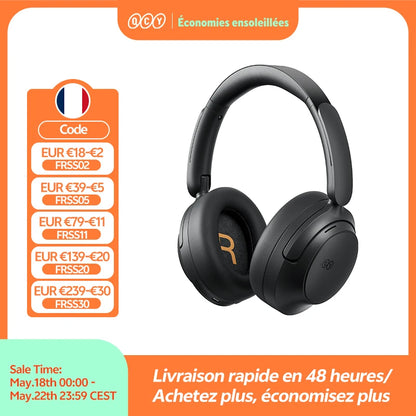QCY H3S -56dB Adaptive ANC Over Ear Bluetooth 6.0 Headphones – Hi-Res LDAC Wireless Headset, 102H Battery, Dual Driver Spatial Sound