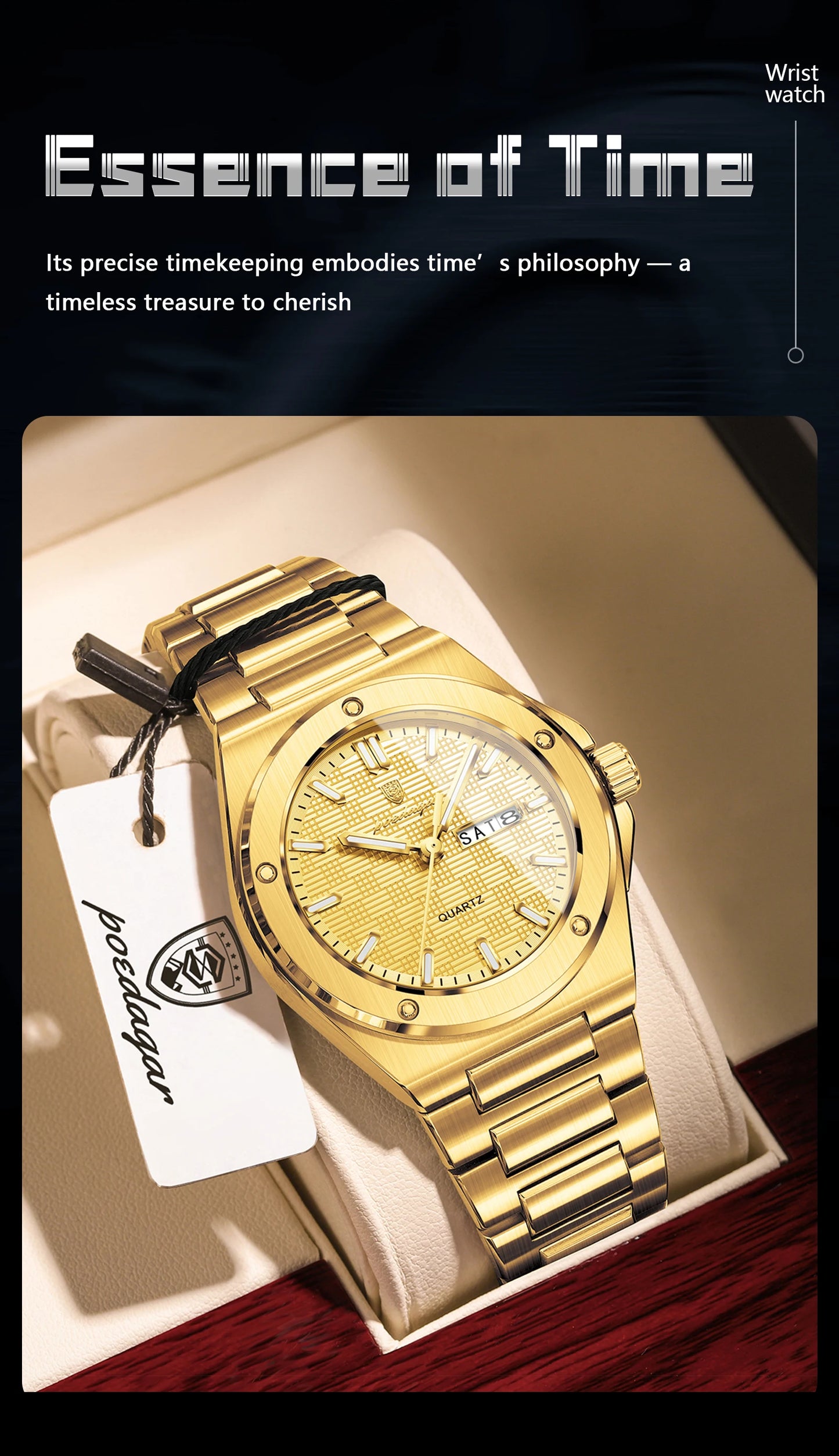 POEDAGAR Business Men Clock Date Week Stainless Steel Luxury Man Wristwatch Waterproof Luminous Sport Quartz Men's Watches Reloj