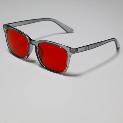 Men's Unique Style Square Glasses with Red Lenses and Anti Blue Light Function Very Suitable