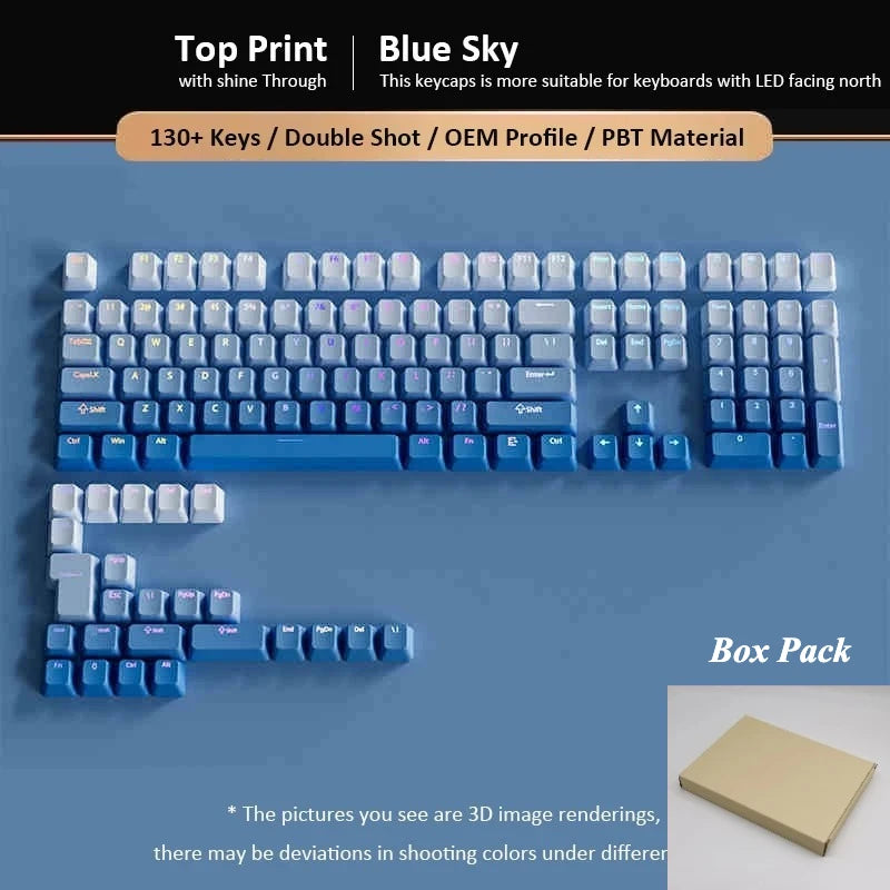Conjunto de 133+ teclas OEM em gradiente para teclado mecânico gaming com switches Cherry MX, PBT retroiluminado RGB, layout ISO