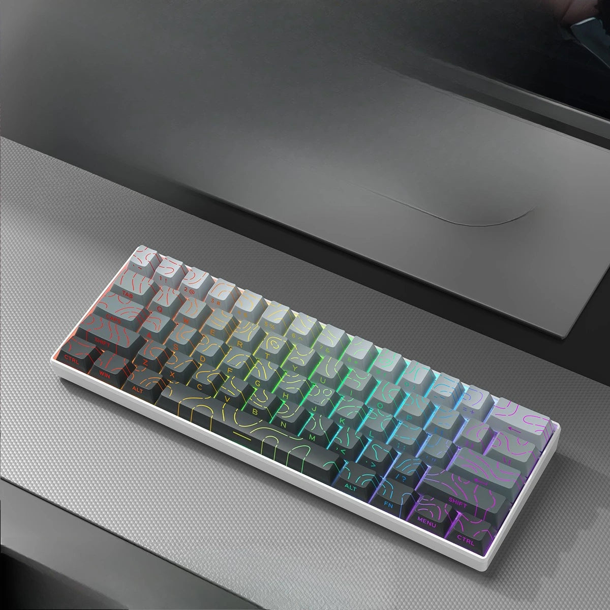 Wireless Gaming Mechanical Keyboard 60% RGB Bluetooth Keyboard, Triple Mode Wireless Mechanical Keyboard with 61 Keys, Compact RGB Gaming Keyboard for PC, Laptop & Tablet