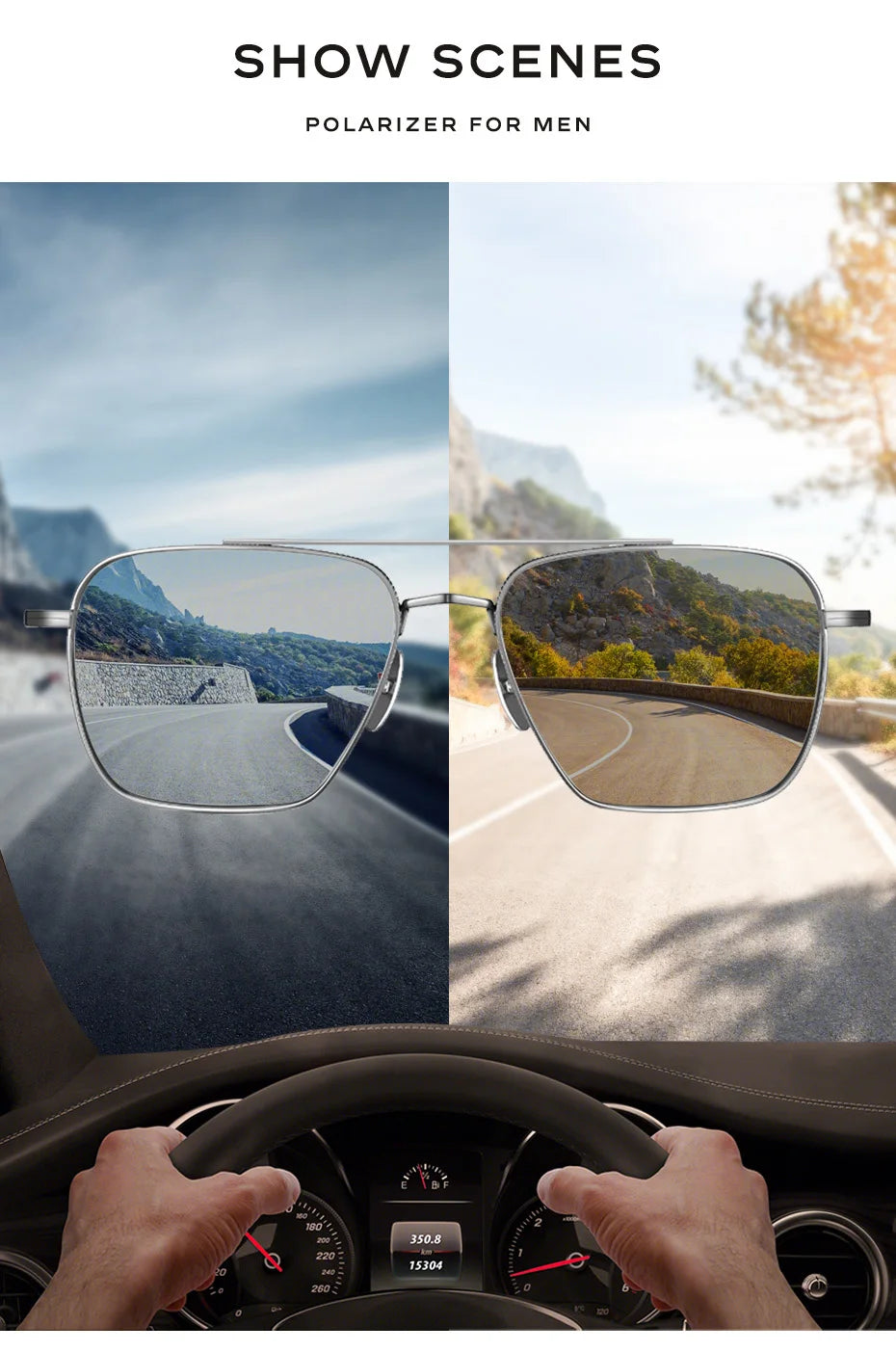 CAPONI Polarized Men Sunglasses Seiko Pure Titanium Photochromic Outdoor Driving Shades UV400 Original Brand Sun Glasses BS50004