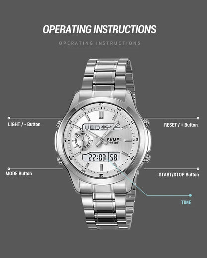 SKMEI 2284 Business Men's Electronic Multifunctional Dual Display Sports Waterproof Luminous Luxury Watch Digital Watch Reloj