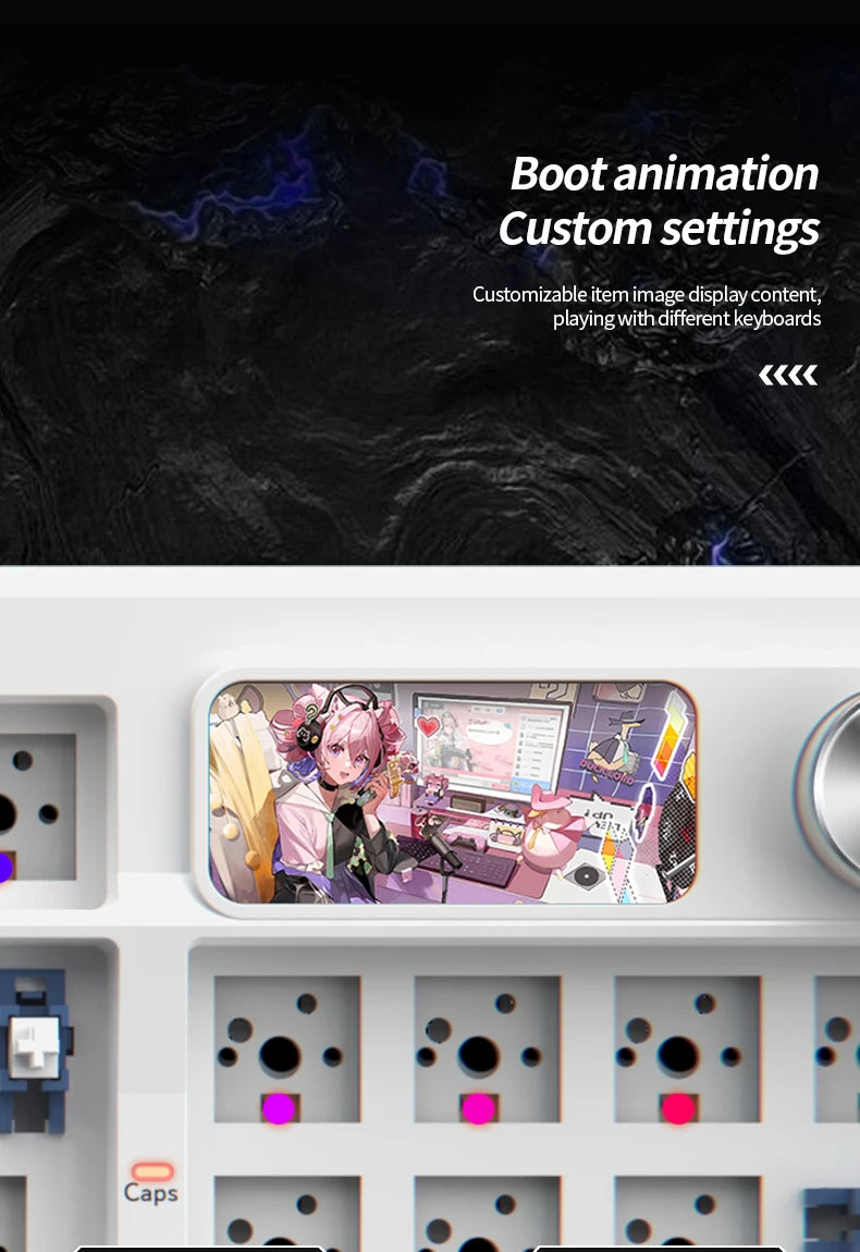 YINDIAOY95 Tastatur-Kit, Hotswap, TFT-Bildschirm, vollständige RGB-Hintergrundbeleuchtung, 2.4GHz Bluetooth, kabellose Custom-DIY-Mechanical-Tastatur
